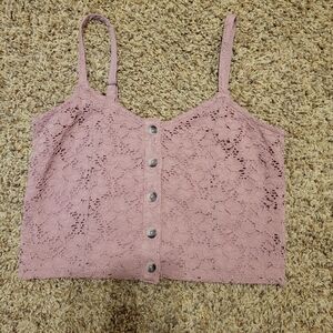 Aeropostale Mauve Lace Button-Front Cami